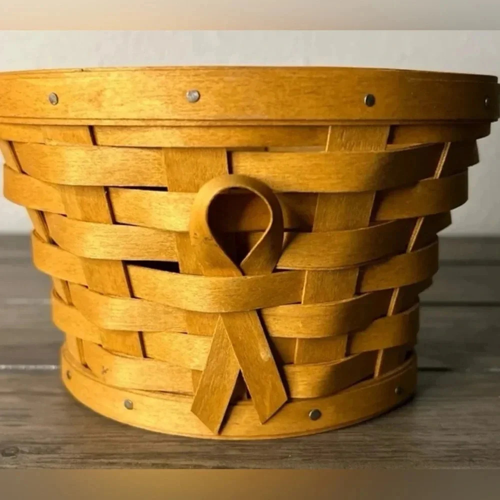 Longaberger 2007 Horizon Of Hope Basket Wood Ribbon Breast Cancer Awareness USA